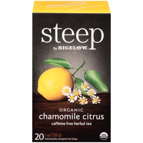 Bigelow Steep Organic Chamomile Citrus Herbal Tea Bags, Caffeine Free